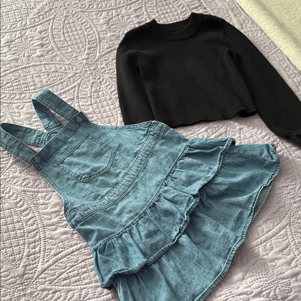 Black Sweater and Blue Denim Dress Set